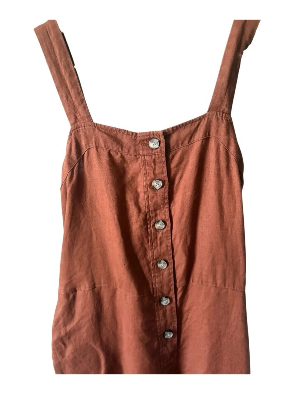 Everlane The Linen Picnic Jumpsuit Rust Orange Size 10